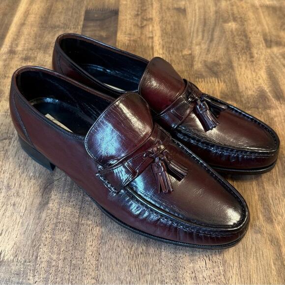 Florsheim Men’s Como Tassel Heeled Leather Loafer Shoe Black Cherry Sz 10.5 EEE - Picture 4 of 13